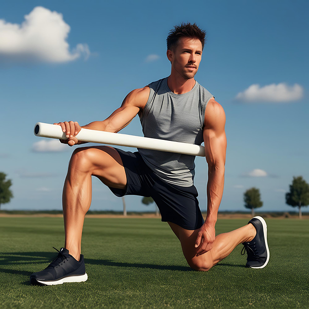 Athlete performing outdoor resistance training exercise on grass field