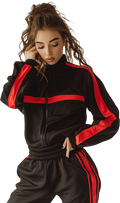 Black & Red Stripe Tracksuit Set